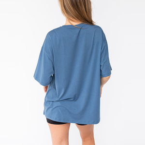 Camiseta de algodón 100% transpirable con cuello redondo y manga corta, oversize, barata, regular, para mujer, tallas grandes, tops de entrenamiento, camisetas lisas para mujer - Product Image 3