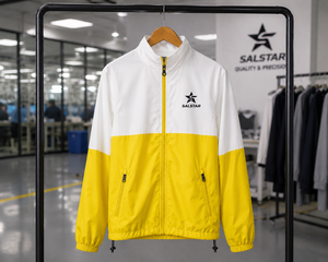 Custom High Quality <b>Men</b> Sports Track <b>Jacket</b> Full Zip Windbreaker Two Tone Yellow <b>White</b> <b>Jacket</b> Polyester Athletic Teamwear <b>Jacket</b> - Product Image 5
