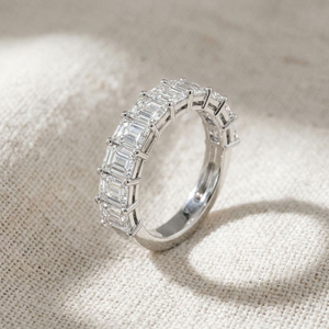 <b>Emerald</b> Cut Lab Grown Diamond Women's Engagement <b>Ring</b> IGI Certified Sterling <b>Silver</b> Party Gift Eternity Wedding Band - Product Image 3