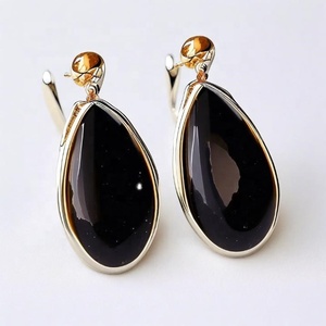 Pendientes colgantes largos de Plata de Ley 925, ónix negro Natural sólido, buen precio, fabricado en la India, joyería de gota de moda para mujer - Product Image 2