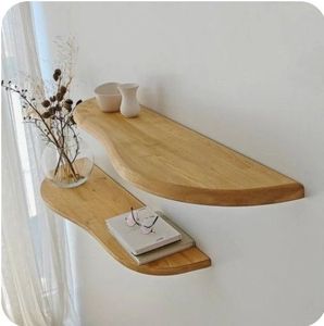 Multi-Purpose Modern Double Tier Durable Wooden <b>Wall</b> <b>Mounted</b> <b>Shelf</b> Storage Rack for Living Room Floating <b>Wall</b> <b>Shelves</b> - Product Image 6
