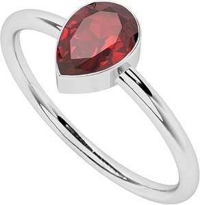 แหวนพลอยโกเมนสีแดงสไตล์มินิมอล แหวนทรงลูกแพร์สำหรับผู้หญิง ของขวัญสุดพิเศษ - Product Image 1
