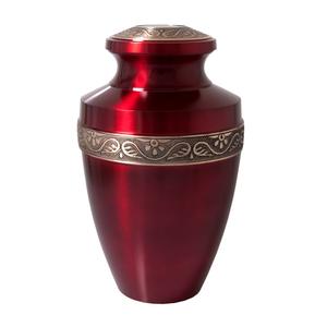 Urnas funerarias de latón de alta calidad para adultos con banda grabada, acabado en oro y morado, para cenizas humanas. - Product Image 3