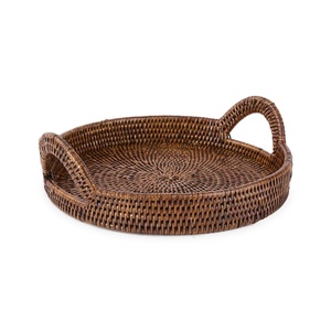 Ensemble de plateaux en rotin tressé à la main, offre promotionnelle, conteneur de rangement en fibre écologique, plateaux organisateurs naturels - Product Image 3