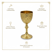 Gobelet à vin en laiton massif de bonne qualité |   Calice Médiéval Gothique Royal Fait Main avec Motif Koi – Collection de Vaisselle Décorative et Cadeau