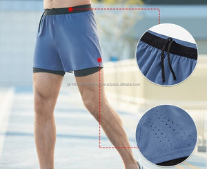 Gran oferta 2 en 1 ropa de gimnasio Cross Fit Shorts hombres Fitness entrenamiento corto deportes correr gimnasio pantalones cortos hombres gimnasio entrenamiento pantalones cortos - Product Image 4