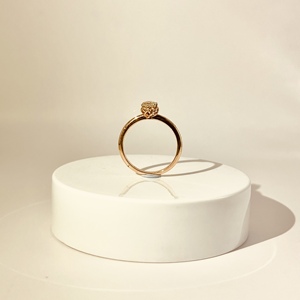 Anillo de Compromiso de Oro Rosa Sólido de 14K para Mujer con Diamantes Naturales de Corte Brillante y Adornos Laterales de Diamantes, Color H - Product Image 3