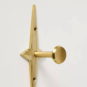 Industrial Brass Double <b>Hooks</b> Heavy Duty Eco-friendly Removable Vintage Wall Mounted Wall Hanger Garage Entryway Bedroom - Product Image 1