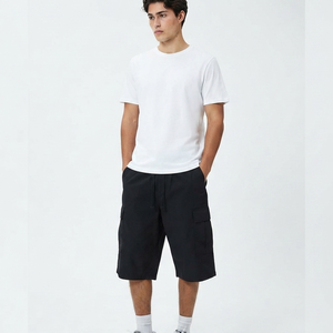 Customized Designer Men's Casual Summer Breathable 100% Cotton Solid Short Sleeve <b>White</b> <b>T</b>-<b>Shirt</b> Blue Shorts 2-Piece Tracksuits - Product Image 1