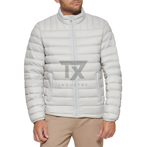 Veste d'hiver rembourrée en duvet noir en polyester avec logo personnalisé pour hommes - Product Image 4