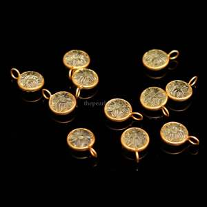 Natural Lemon Quartz Carved Flower Charm Gold Vermeil Pendant 925 Sterling Silver Lemon Quartz Gemstone <b>Healing</b> <b>Crystal</b> Jewelry - Product Image 2