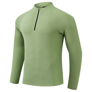 Camiseta Deportiva Personalizada OEM para Hombre con Cierre de Cremallera de un Cuarto |   Sudadera Deportiva Elástica de Manga Larga |   Ropa Deportiva para Golf, Gimnasio, Running y Fitness - Product Image 3