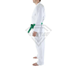 Kimono de Karate Blanco con Cinturón Verde para Niños, Ropa de Artes Marciales, Uniforme de Algodón Resistente, Corte Regular, Precio Económico, OEM Personalizado - Product Image 3