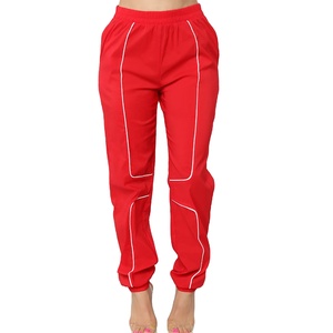 Ensemble de survêtement rouge pour femme, manches longues, col montant, fermeture éclair, couleur unie, tenue décontractée, pantalon respirant en polyester pour l'automne - Product Image 5