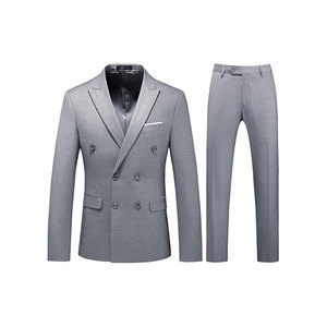 Traje de boda de terciopelo transpirable de doble botonadura y corte ajustado para hombre (blazer+pantalón+chaleco) Traje formal de negocios de 3 piezas - Product Image 4