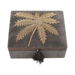 Caja de Joyería de Madera Premium Hecha a Mano, Bordada, Ecológica, Moderna y de Lujo, con Diseño Floral, de Poliéster, con Borlas y Cuentas, Elegante - Product Image 4