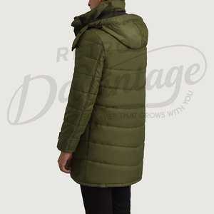 Premium Men Faux <b>Leather</b> Puffer <b>Jacket</b> Hooded Quilted Winter Coat Warm Padded Outerwear - Product Image 2