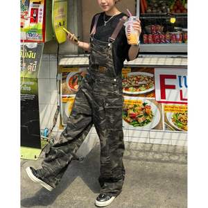 2025 femmes Baggy bavoir sangle réglable camouflage imprimé Denim combinaison été jambe large Camouflage pantalon barboteuse - Product Image 2