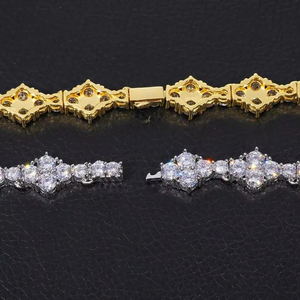 Moissanite Tennis <b>Necklace</b> Iced Out Flower Link Chain Luxury <b>Statement</b> Jewelry Sparkling <b>Necklace</b> For Men And Women - Product Image 3