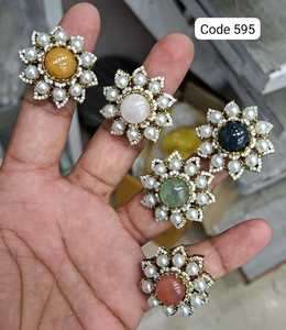 Luxury Pearl Flower Statement <b>Ring</b> for Women <b>Gold</b> Plated Natural Stone <b>Cocktail</b> <b>Ring</b> Vintage Fashion Party Jewelry Gift - Product Image 1