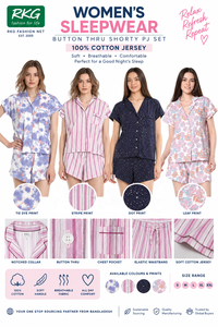 Ensemble de pyjama pour femmes, short traditionnel d'été en jersey, taille élastique, 100% coton, doux - Product Image 3