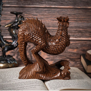 Estatua Decorativa de Dragón en Madera Natural, Figura de Dragón Tallada a Mano de Lujo, Adorno de Dragón de Madera Maciza - Product Image 5