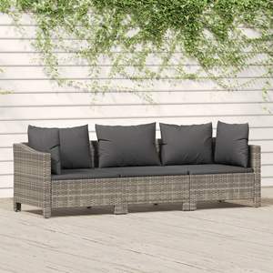 3-Piece Gray Poly <b>Rattan</b> Patio Lounge Set with <b>Cushions</b> Garden Sets - Product Image 1
