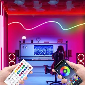 Tira de Luces LED RGB de Neón, 16.4 Pies, Impermeables, Flexibles, con Sincronización Musical y Control Remoto por Aplicación para Proyectos DIY - Product Image 3