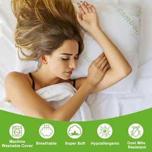 2 Cuscini Queen Size in Memory Foam di Bambù, Ipoallergenici, con Imbottitura in Fibra, Lavabili, per Supporto Testa e Collo, Cuscino Sfilacciato per Dormire - Product Image 3