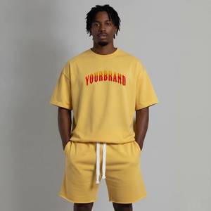 Men's Summer Two Piece <b>Sets</b> Breathable Casual Quick Drying Sportswear Short-Sleeved T-shirt Sport Shorts Digital Printing Satin - Product Image 1