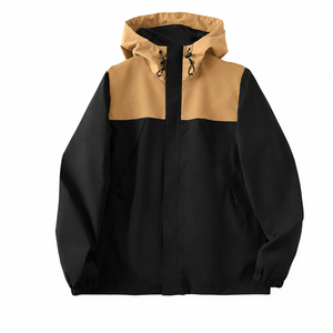 Veste coupe-vent imperméable pour homme en toile solide monocouche, idéale pour l'automne, la randonnée en montagne, avec capuche et col montant zippé - Product Image 1