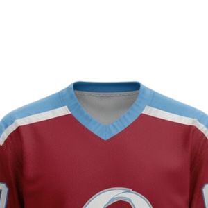 Men <b>Red</b> Sublimated Ice Hockey Jersey Shorts Set Polyester V Neck Printed Sports Uniform Match Training Team Wear Apparel - Product Image 4