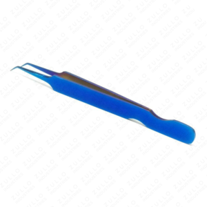 Custom Blue Stainless Steel Eyelash Tweezers with Pointed Tip for Volume Lash Extensions Private <b>Label</b> <b>Applicator</b> - Product Image 2
