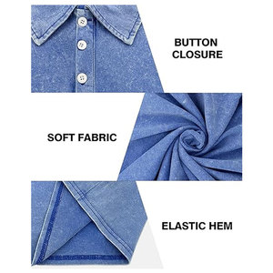 Polo pour homme à épaules tombantes, motif uni, délavé à l'acide, en coton épais, confortable et doux, grande taille, pour l'été, vente en gros - Product Image 5