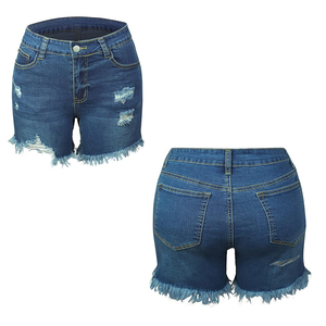 Shorts en jean taille haute pour femmes, style streetwear, coupe courte, sexy, avec déchirures, décontractés, vente en gros - Product Image 1
