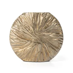 Jarrón de Mesa Moderno de Bronce, Hecho a Mano, con Patrón de Hojas, Decorativo, para Flores, para Diseño de Interiores del Hogar - Product Image 3