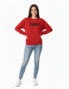 เสื้อสเวตเชิ้ตคอกลมสีแดงสำหรับผู้หญิง พิมพ์ลายด้านหน้ารูปยานอวกาศ ทรงปกติ ผ้าฝ้าย 100% เหมาะสำหรับใส่ในฤดูใบไม้ร่วง - Product Image 1