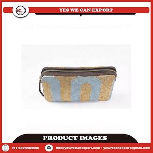 New Genuine Leather Jacquard Striped Wristlet <b>Zip</b> Closure Casual Handbag Light Blue Gold Brown Patterned Daily Use Clutch <b>Wallet</b> - Product Image 2