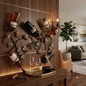 Estante para Vino de Hierro Forjado Moderno Personalizado, Estantes Ajustables, Soporte para Botellas de Metal para Mesa, Soporte Decorativo de Almacenamiento con Capacidad para 4 Botellas - Product Image 4