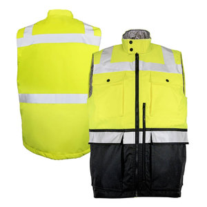 Construction Men's Hi-Viz Reflective Tape <b>Jackets</b> Workwear Security High Visibility Zipper Vest <b>Jackets</b> For <b>Worker</b> - Product Image 1
