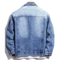 Veste d'hiver en jean éco-responsable tendance pour homme, avec logo sur le devant, douce, chaude et élégante, idéale pour les tenues de streetwear.