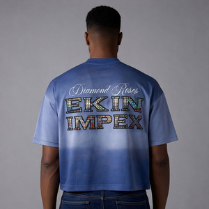 Camisetas Personalizadas para Hombre, 100% Algodón, 250 g/m², Corte Recto, con Pedrería, Lavado Ácido, Efecto Desteñido, Estampado Serigrafiado, Hombros Caídos, Corte Holgado - Product Image 2