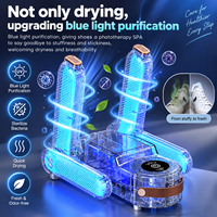Séchoir à chaussures intelligent à double bras |   360 °   Circulation d'air chaud, écran LED, design pliable et portable avec poignée en cuir