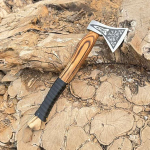 Hache viking de qualité industrielle, inspirée du style nordique, hache barbue avec manche en bois, outil décoratif pour un style intérieur rustique - Product Image 2