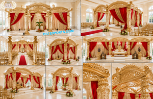 Grand Mandap de Cérémonie de Mariage Srilankais, Décoration de Mandap de Mariage Hindou Style Cinématographique, Grand Mandap de Mariage Hindou en Fibre Dhanush - Product Image 5