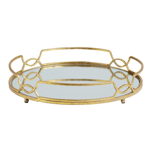 Plateau en métal doré et verre en forme de cœur avec base miroir, style vintage, pour organiser le maquillage et les bijoux - Product Image 3