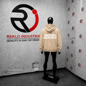 Sudadera con Capucha Gráfica Oversize Unisex Beige 'No God No Peace' Estilo Urbano Casual para Hombre y Mujer, Top con Capucha de Moda Atrevida - Product Image 4