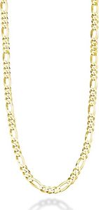 Cadena de Eslabones Figaro Clásica de Plata de Ley 925 y Oro Amarillo de 14K, 2.5mm de Grosor, para Mujer y Hombre, 18 Pulgadas, Regalo de Compromiso o Boda - Product Image 4