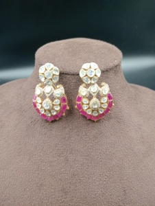 Luxury Gold Plated Studs <b>Chandelier</b> Earrings <b>Crystal</b> Rhinestones Pink Flower Design Women's Wedding Gift Jewelry Handmade - Product Image 3