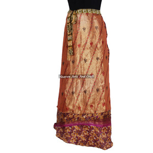 Jupe portefeuille vintage en soie magique de 38 pouces, style cache-cœur, pour tenue décontractée - Product Image 3